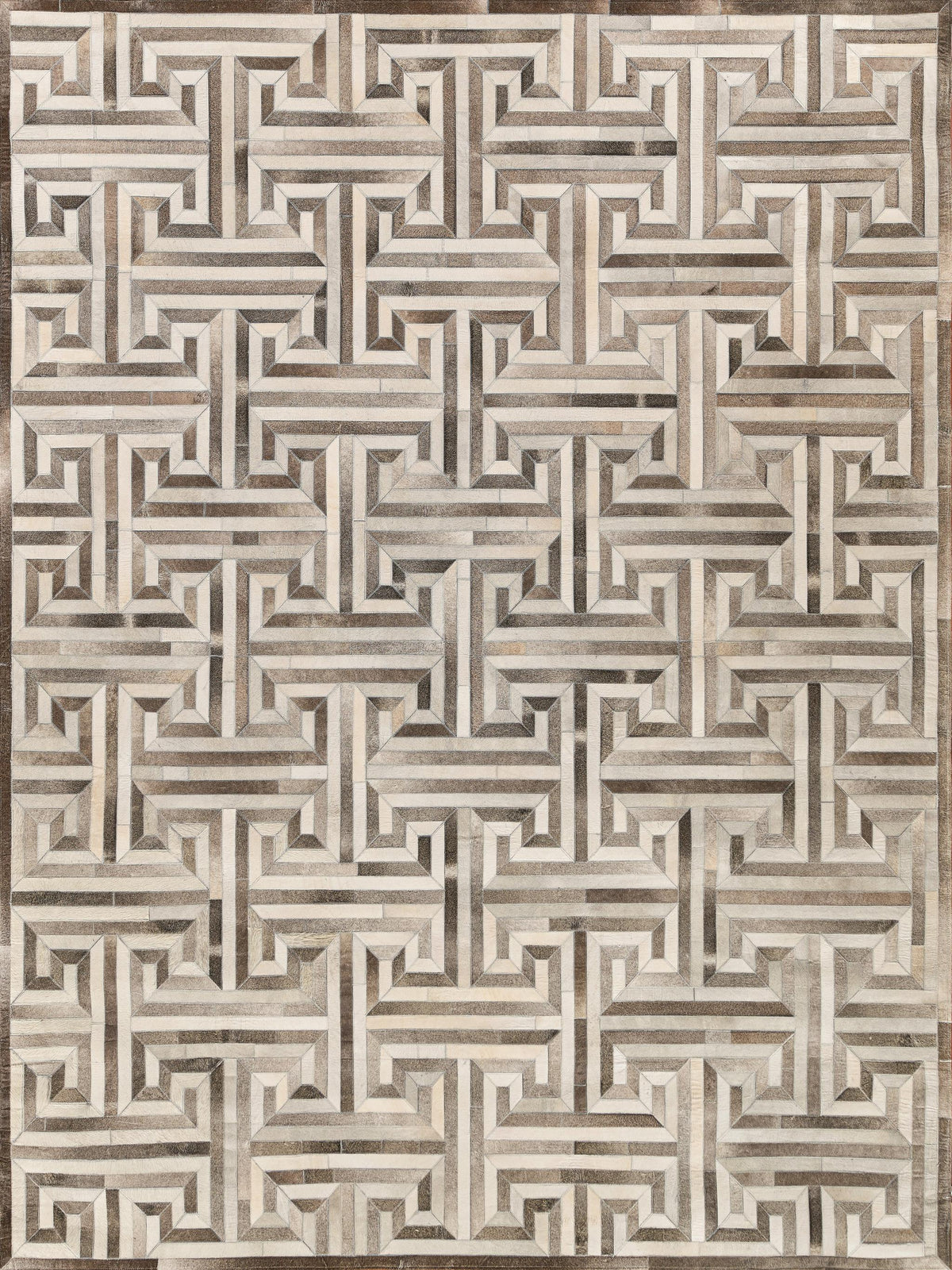 Exquisite Natural Hide Hand-stitched Leather Hide Gray/Ivory Area Rug 5.0'X8.0' Rug