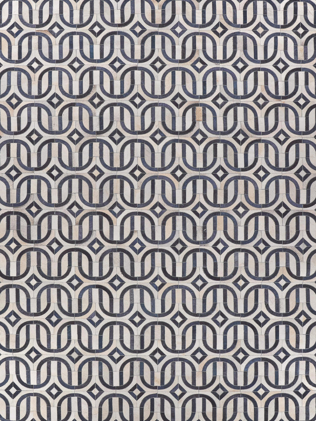 Exquisite Rugs Natural Hide Hand-stitched Leather Hide 2142 Silver/Blue 8' x 11' Area Rug