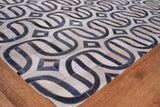 Exquisite Rugs Natural Hide Hand-stitched Leather Hide 2142 Silver/Blue 11' x 8' Area Rug