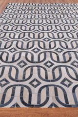 Exquisite Rugs Natural Hide Hand-stitched Leather Hide 2142 Silver/Blue 11' x 8' Area Rug