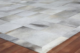 Exquisite Rugs Natural Hide Hand-stitched Leather Hide 9756 Silver 8' x 5' Area Rug