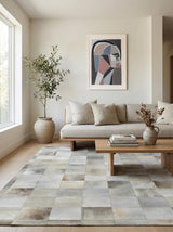 Exquisite Rugs Natural Hide Hand-stitched Leather Hide 9756 Silver 11' x 8' Area Rug