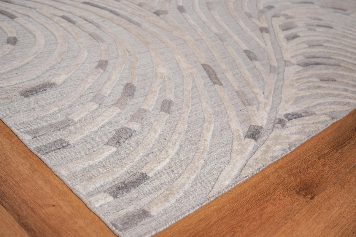 Exquisite Rugs Overture Hand-loomed Wool/Bamboo Silk 4519 Gray 10' x 14' Area Rug