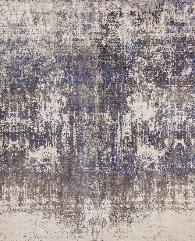 Exquisite Rugs Reflections Hand-loomed Bamboo Silk 3924 Blue/Ivory 9' x 12' Area Rug