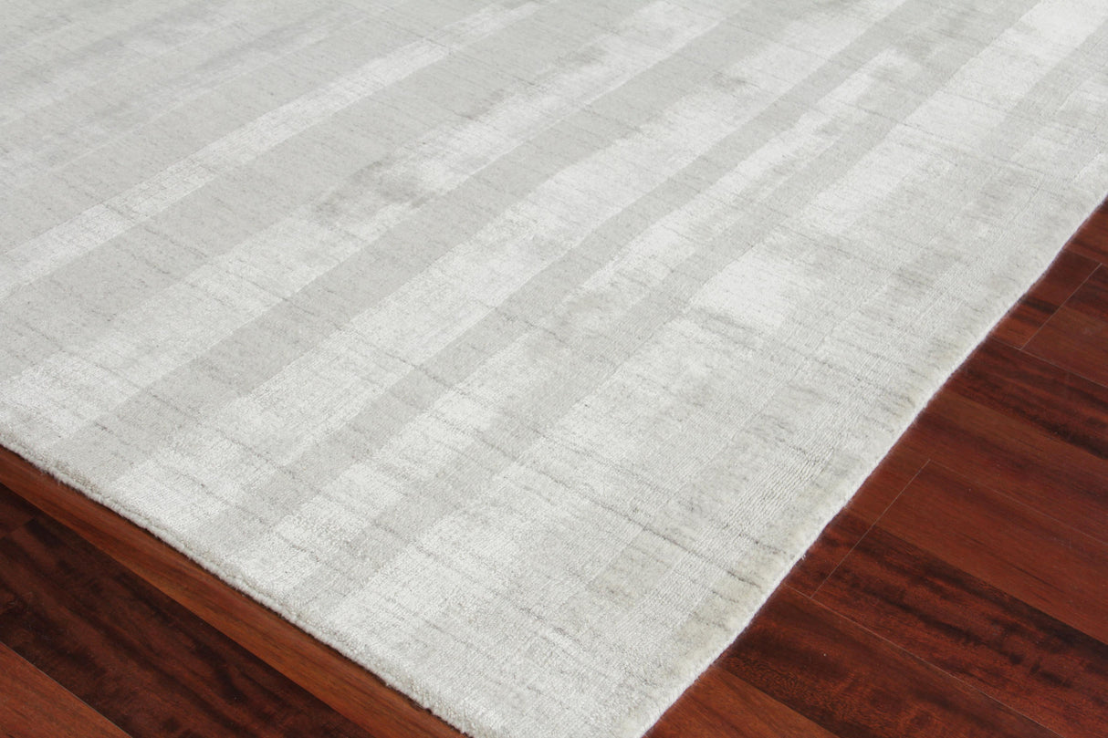 Exquisite Rugs Robin Stripe Hand-loomed Bamboo Silk/Wool 3783 Ivory/Gray 10' x 14' Area Rug