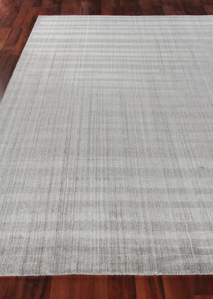 Exquisite Robin Stripe Hand-loomed Bamboo Silk/Wool Gray Area Rug 9.0'X12.0' Rug