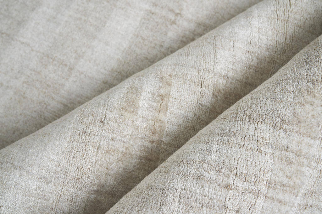 Exquisite Robin Stripe Hand-loomed Bamboo Silk/Wool Light Khaki Area Rug 15.0'X20.0' Rug