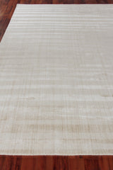 Exquisite Rugs Robin Stripe Hand-loomed Bamboo Silk/Wool 3787 Light Khaki 9' x 12' Area Rug