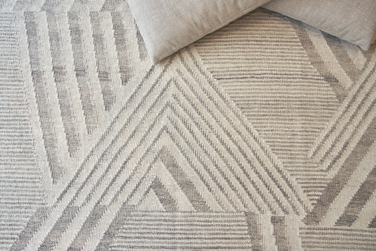 Exquisite Rugs Scandinavian Hand-loomed New Zealand Wool 4588 Gray/Ivory 9' x 12' Area Rug