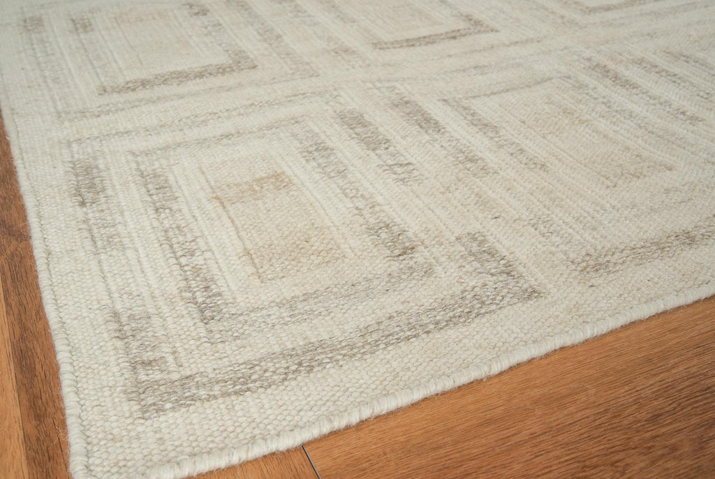 Exquisite Scandinavian Hand-loomed New Zealand Wool Beige Area Rug 5.0'X8.0' Rug