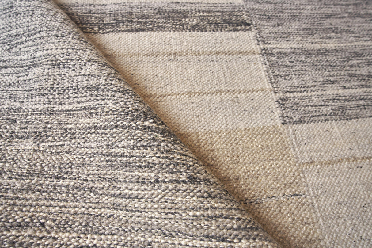 Exquisite Rugs Scandinavian Hand-loomed New Zealand Wool 4591 Ivory/Blue/Gray 9' x 12' Area Rug