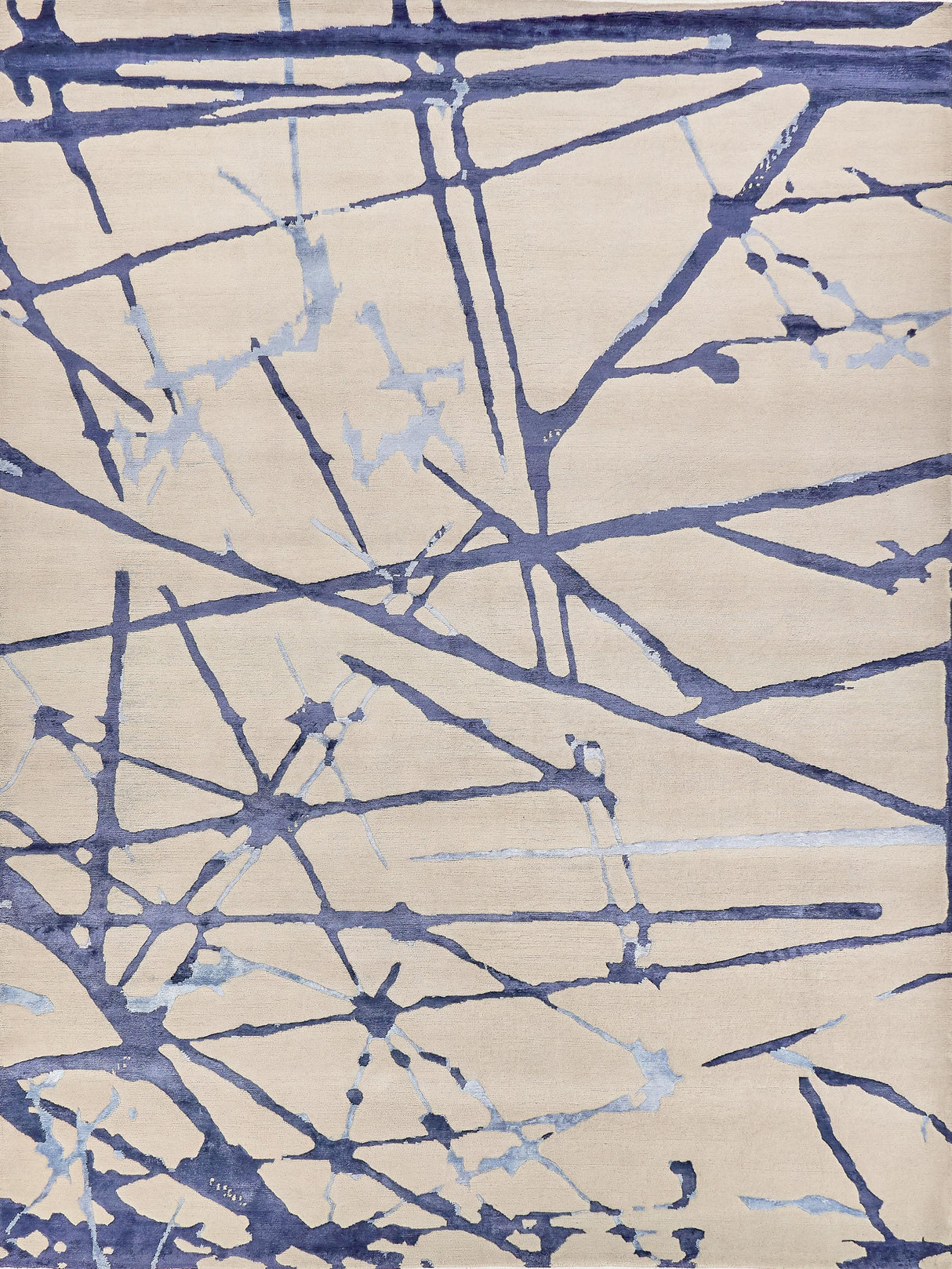 Exquisite Space Age Hand-knotted Wool/Bamboo Silk Gray/Royal Blue/Navy Area Rug 10.0'X14.0' Rug