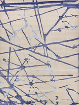 Exquisite Space Age Hand-knotted Wool/Bamboo Silk Gray/Royal Blue/Navy Area Rug 10.0'X14.0' Rug