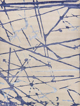 Exquisite Rugs Space Age Hand-knotted Wool/Bamboo Silk 2426 Gray/Royal Blue/Navy 8' x 10' Area Rug