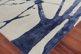 Exquisite Rugs Space Age Hand-knotted Wool/Bamboo Silk 2426 Gray/Royal Blue/Navy 9' x 12' Area Rug