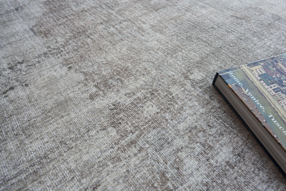 Exquisite Rugs Stone Wash Gazni Hand-loomed Wool/Bamboo Silk 4970 Silver/Taupe 9' x 12' Area Rug