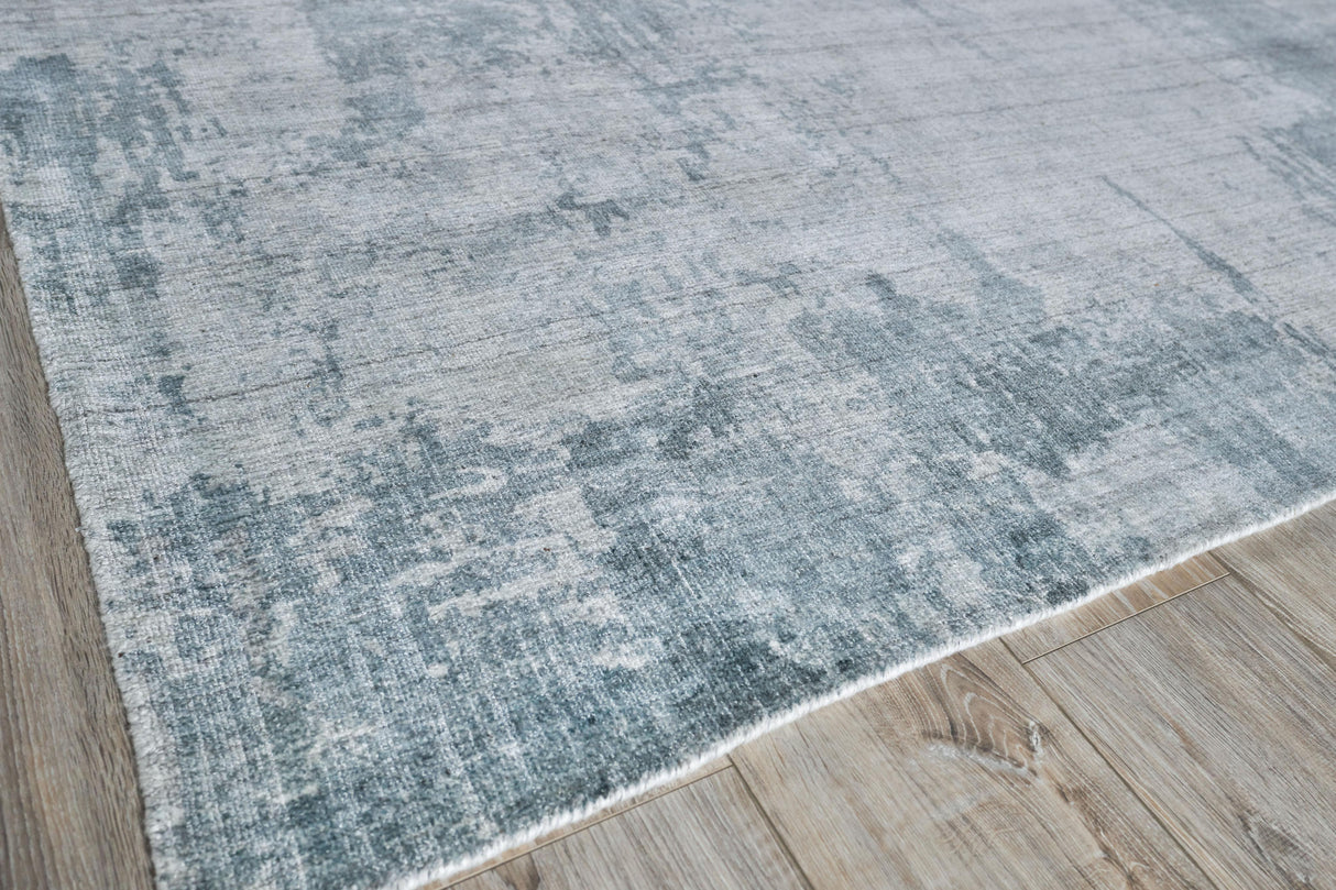 Exquisite Rugs Stone Wash Gazni Hand-loomed Wool/Bamboo Silk 4971 Blue 10' x 14' Area Rug