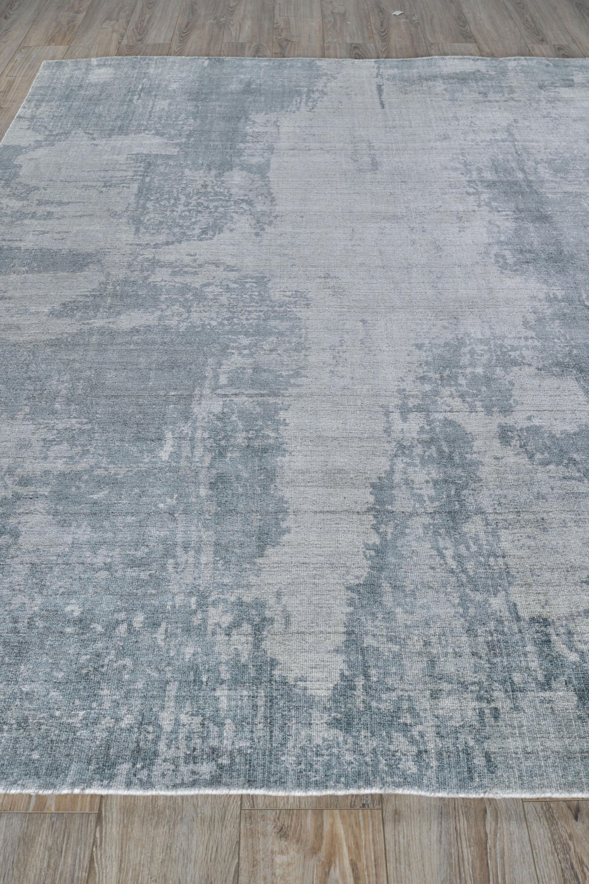 Exquisite Rugs Stone Wash Gazni Hand-loomed Wool/Bamboo Silk 4971 Blue 9' x 12' Area Rug