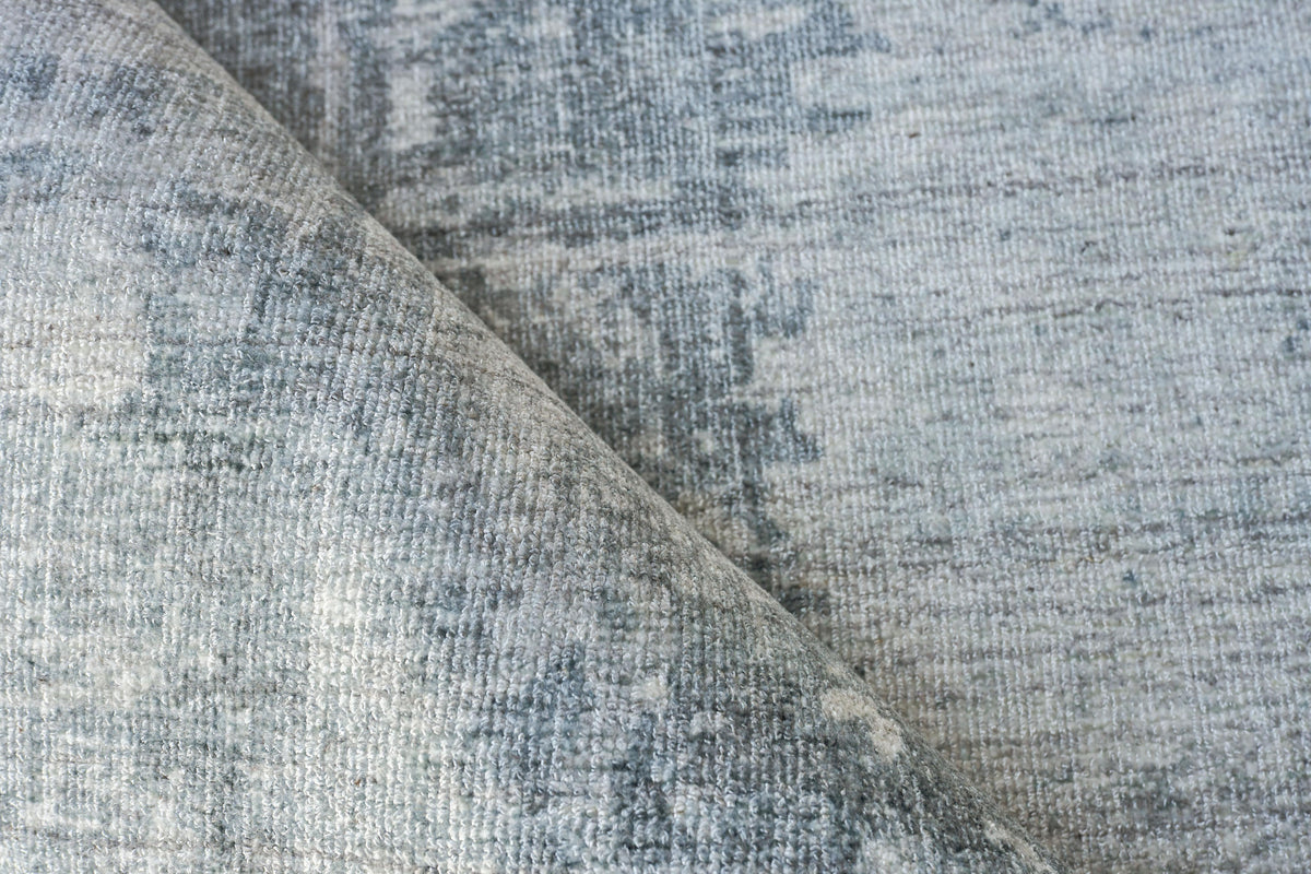Exquisite Rugs Stone Wash Gazni Hand-loomed Wool/Bamboo Silk 4971 Blue 9' x 12' Area Rug