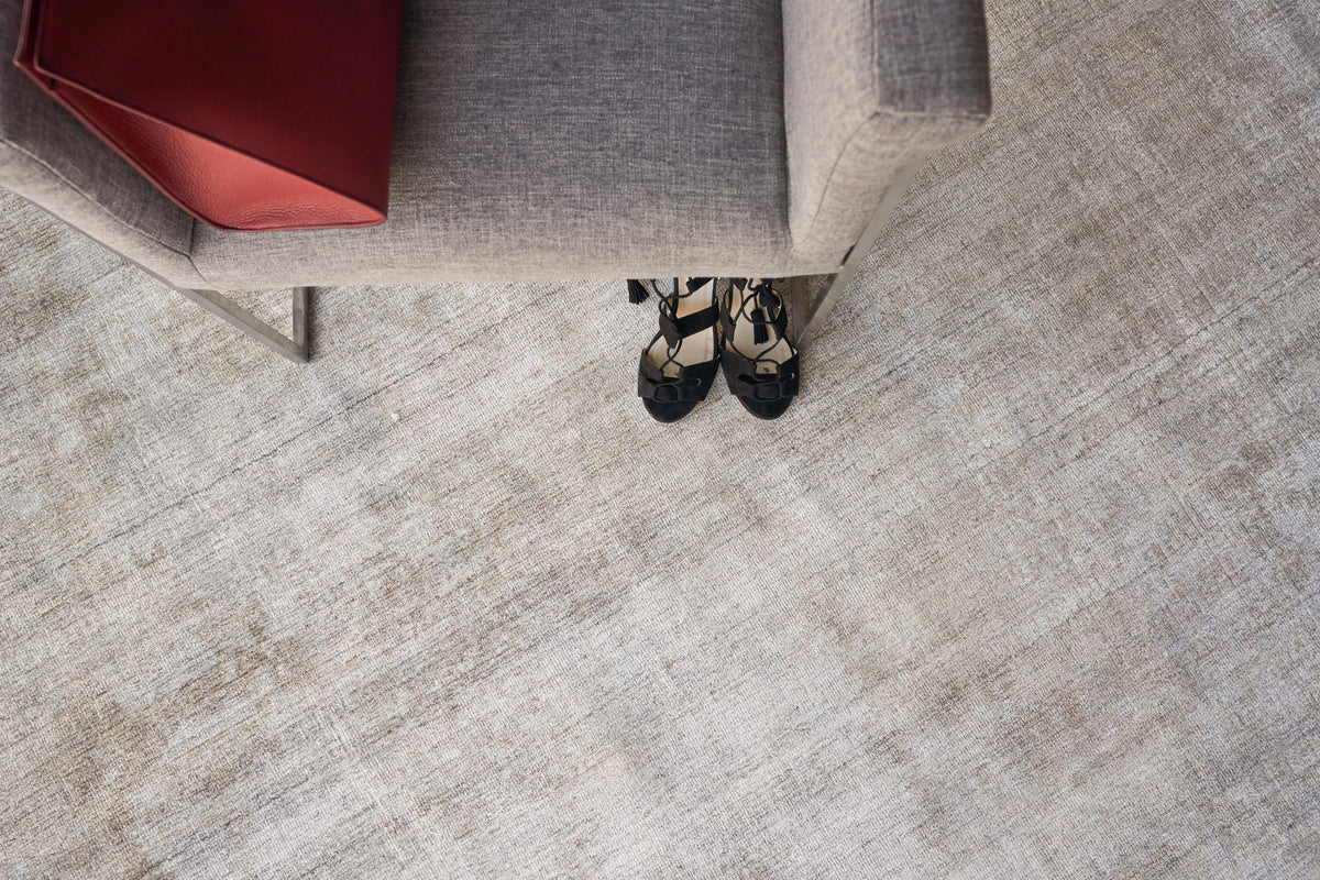 Exquisite Rugs Stone Wash Gazni Hand-loomed Wool/Bamboo Silk 4973 Terracota/Silver 10' x 14' Area Rug