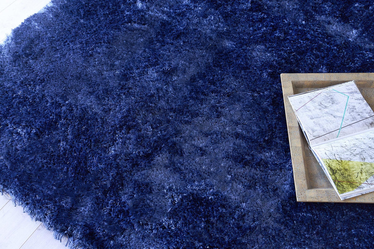 Exquisite Rugs Sumo Shag Hand-loomed Polyester/Microfiber 5381 Navy 5' x 8' Area Rug