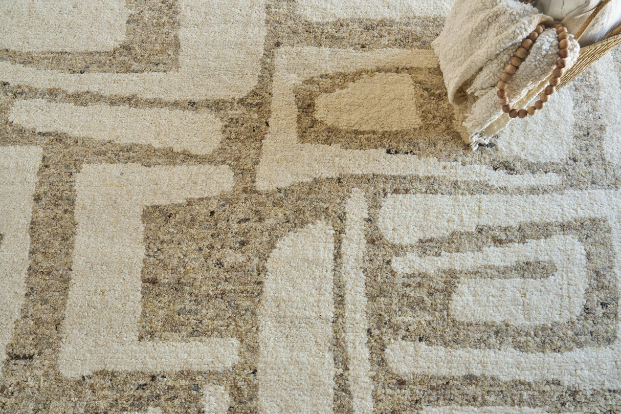 Exquisite Rugs Tahoe Hand-knotted Wool 5558 Beige/Ivory 12' x 15' Area Rug