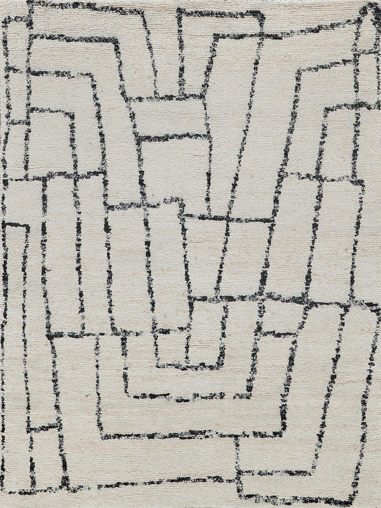 Exquisite Tahoe Hand-knotted Wool Ivory/Black Area Rug 6.0'X9.0' Rug