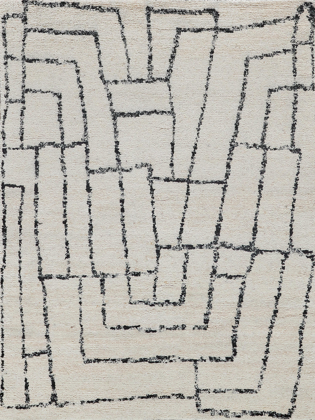 Exquisite Rugs Tahoe Hand-knotted Wool 5559 Ivory/Black 8' x 10' Area Rug
