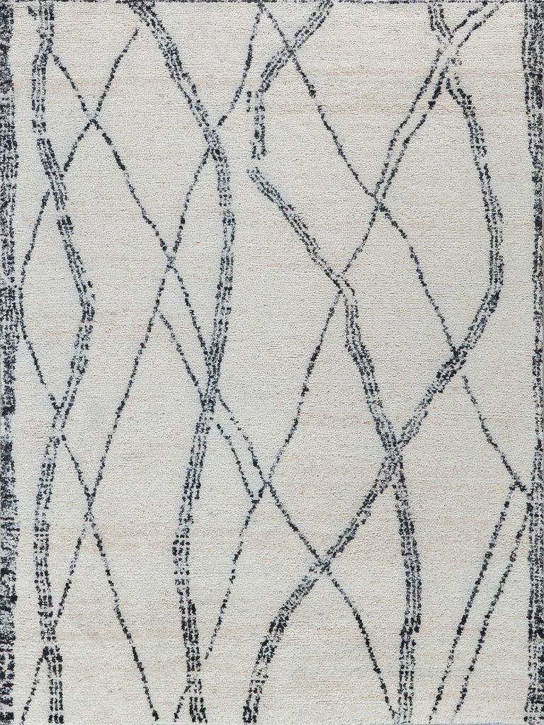 Exquisite Rugs Tahoe Hand-knotted Wool 5560 Ivory/Black 6' x 9' Area Rug