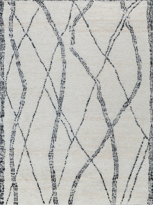 Exquisite Rugs Tahoe Hand-knotted Wool 5560 Ivory/Black 8' x 10' Area Rug