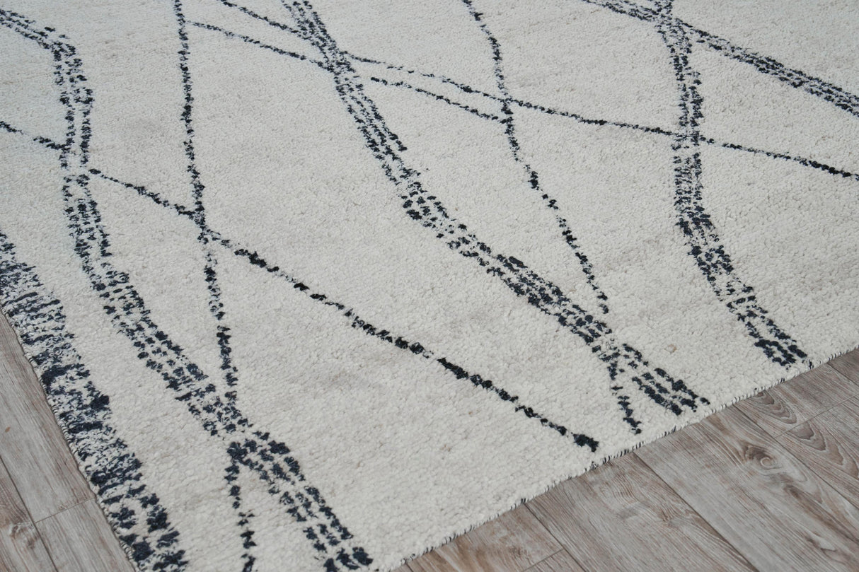 Exquisite Rugs Tahoe Hand-knotted Wool 5560 Ivory/Black 10' x 8' Area Rug