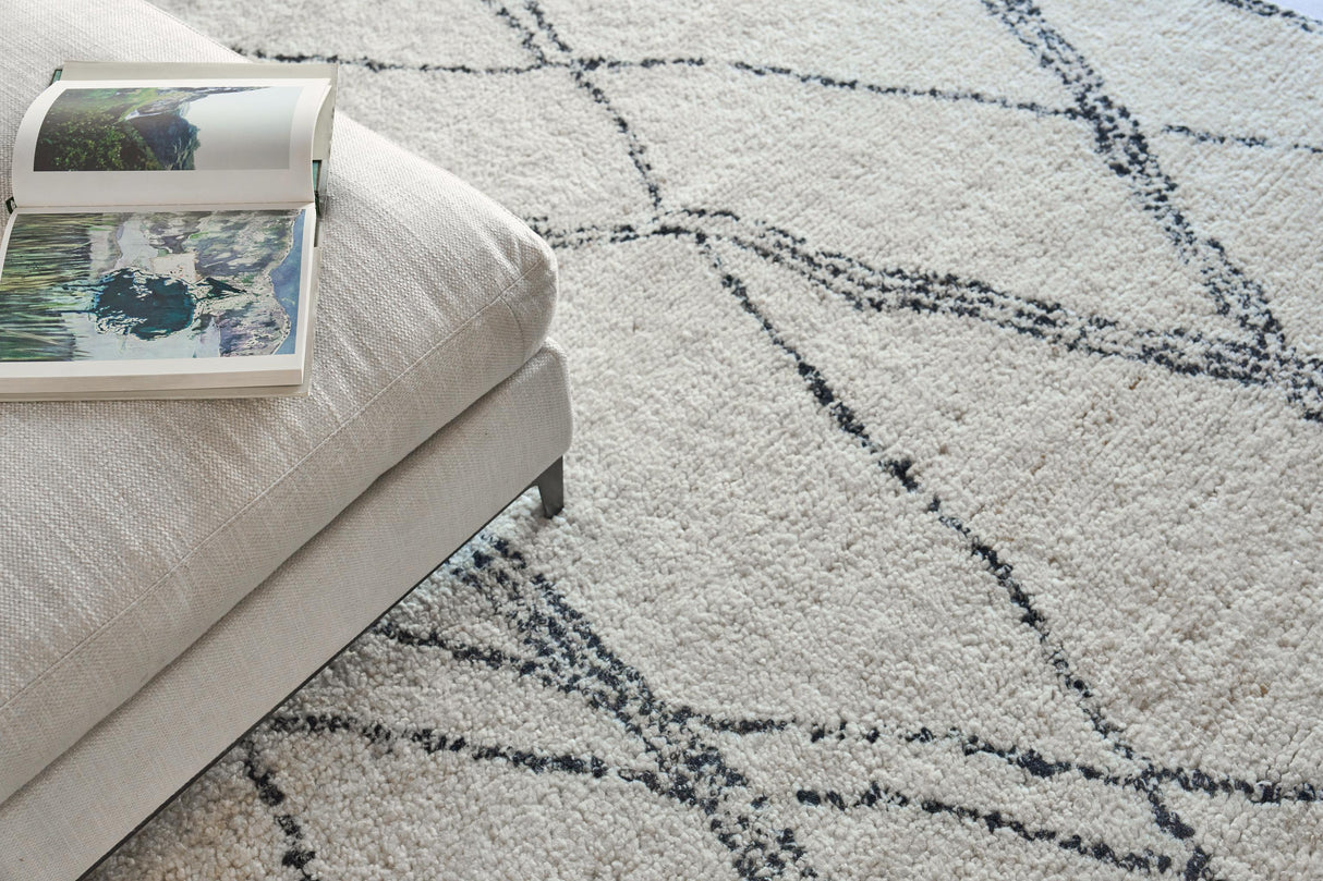 Exquisite Rugs Tahoe Hand-knotted Wool 5560 Ivory/Black 10' x 8' Area Rug