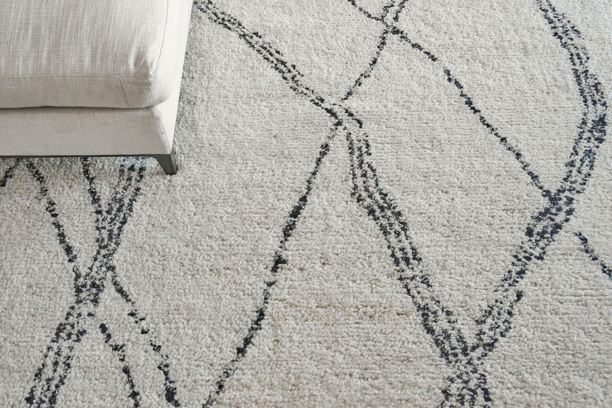 Exquisite Rugs Tahoe Hand-knotted Wool 5560 Ivory/Black 10' x 8' Area Rug