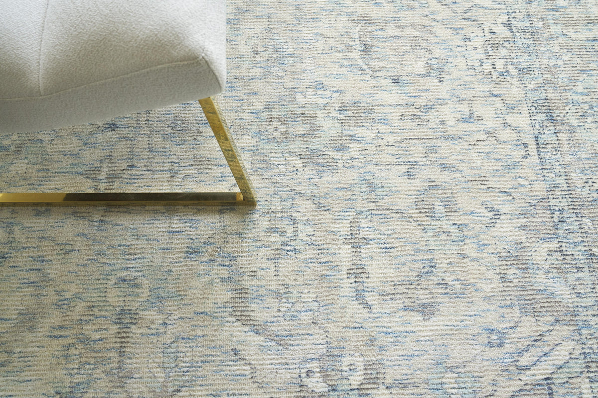 Exquisite Rugs Tuscany Hand-loomed Wool/Bamboo Silk 4104 Beige/Blue 12' x 15' Area Rug