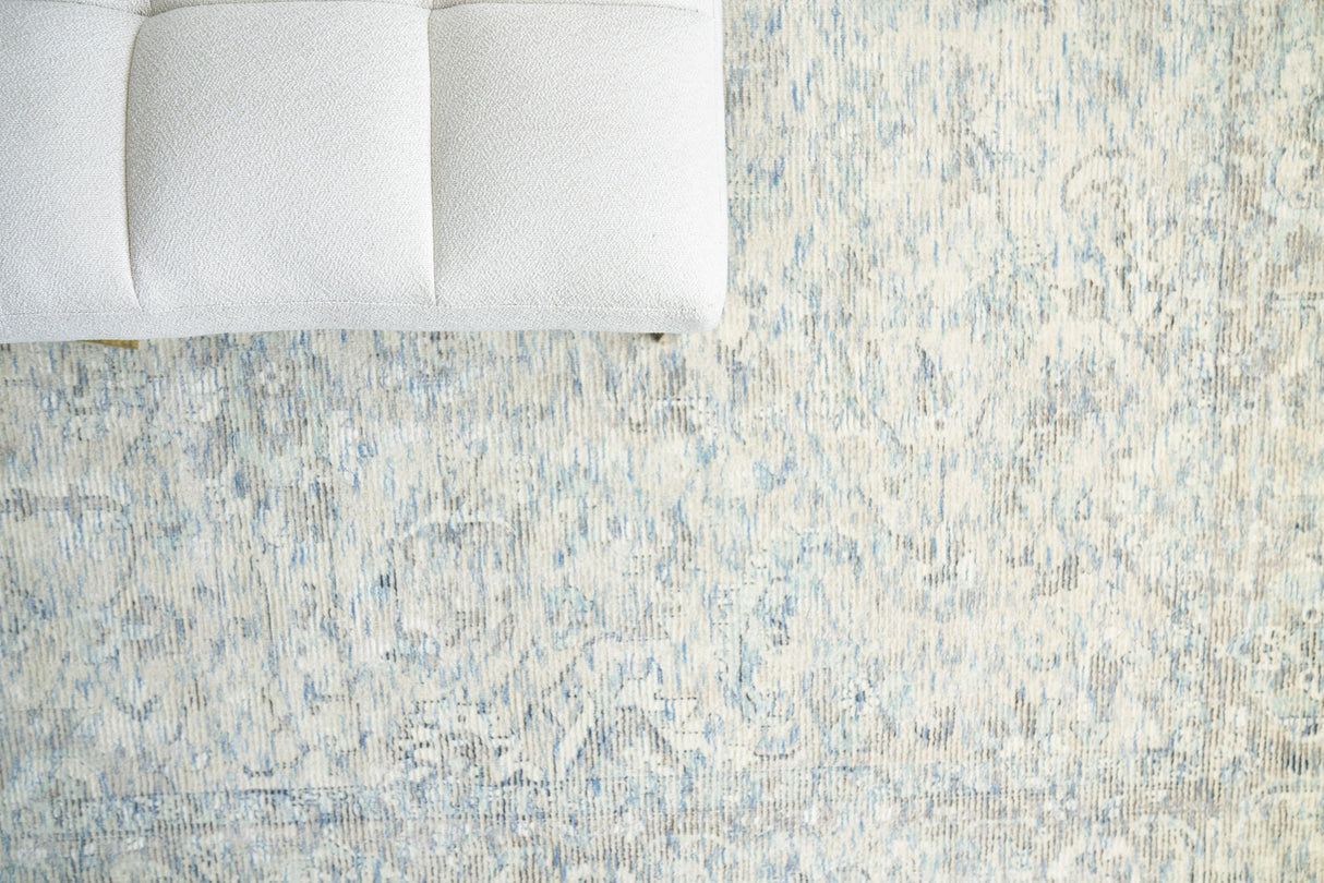 Exquisite Rugs Tuscany Hand-loomed Wool/Bamboo Silk 4104 Beige/Blue 12' x 15' Area Rug