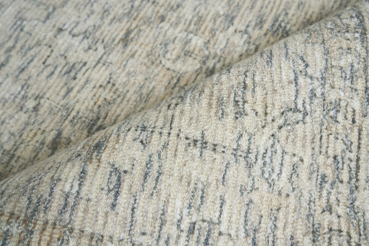 Exquisite Rugs Tuscany Hand-loomed Wool/Bamboo Silk 4105 Beige/Blue 9' x 12' Area Rug