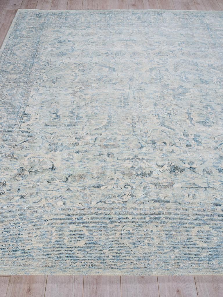 Exquisite Rugs Tuscany Hand-loomed Wool/Bamboo Silk 6341 Ivory/Blue 8' x 10' Area Rug