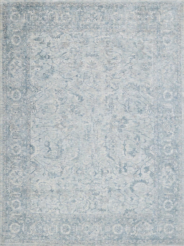 Exquisite Rugs Tuscany Hand-loomed Wool/Bamboo Silk 6341 Ivory/Blue 9' x 12' Area Rug