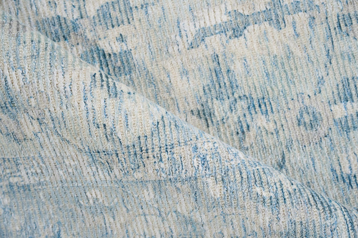 Exquisite Rugs Tuscany Hand-loomed Wool/Bamboo Silk 6341 Ivory/Blue 9' x 12' Area Rug