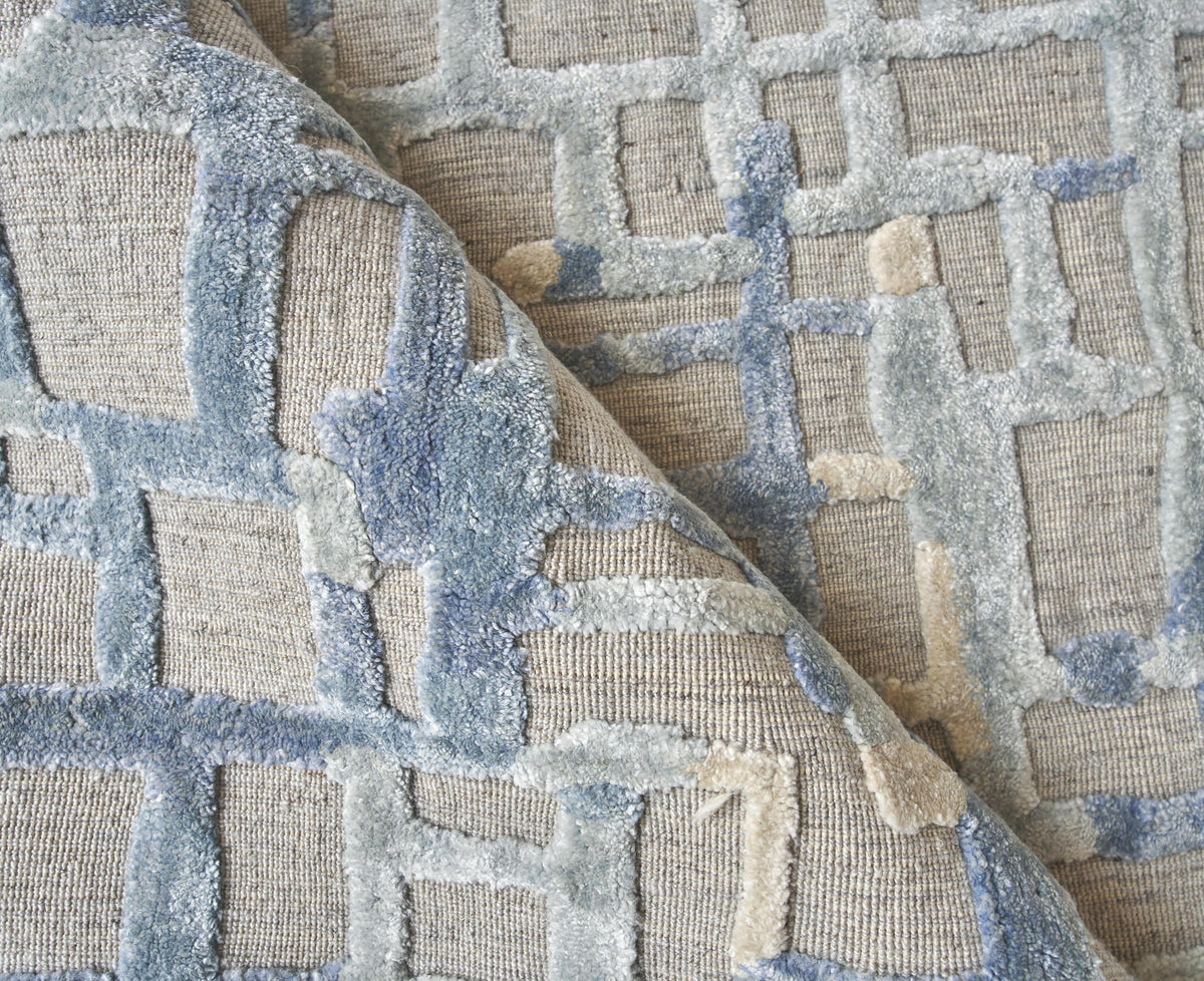 Exquisite Rugs Vista Hand-loomed Wool/Bamboo Silk 4338 Gray/Blue 10' x 14' Area Rug
