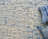 Exquisite Rugs Vista Hand-loomed Wool/Bamboo Silk 4338 Gray/Blue 12' x 15' Area Rug