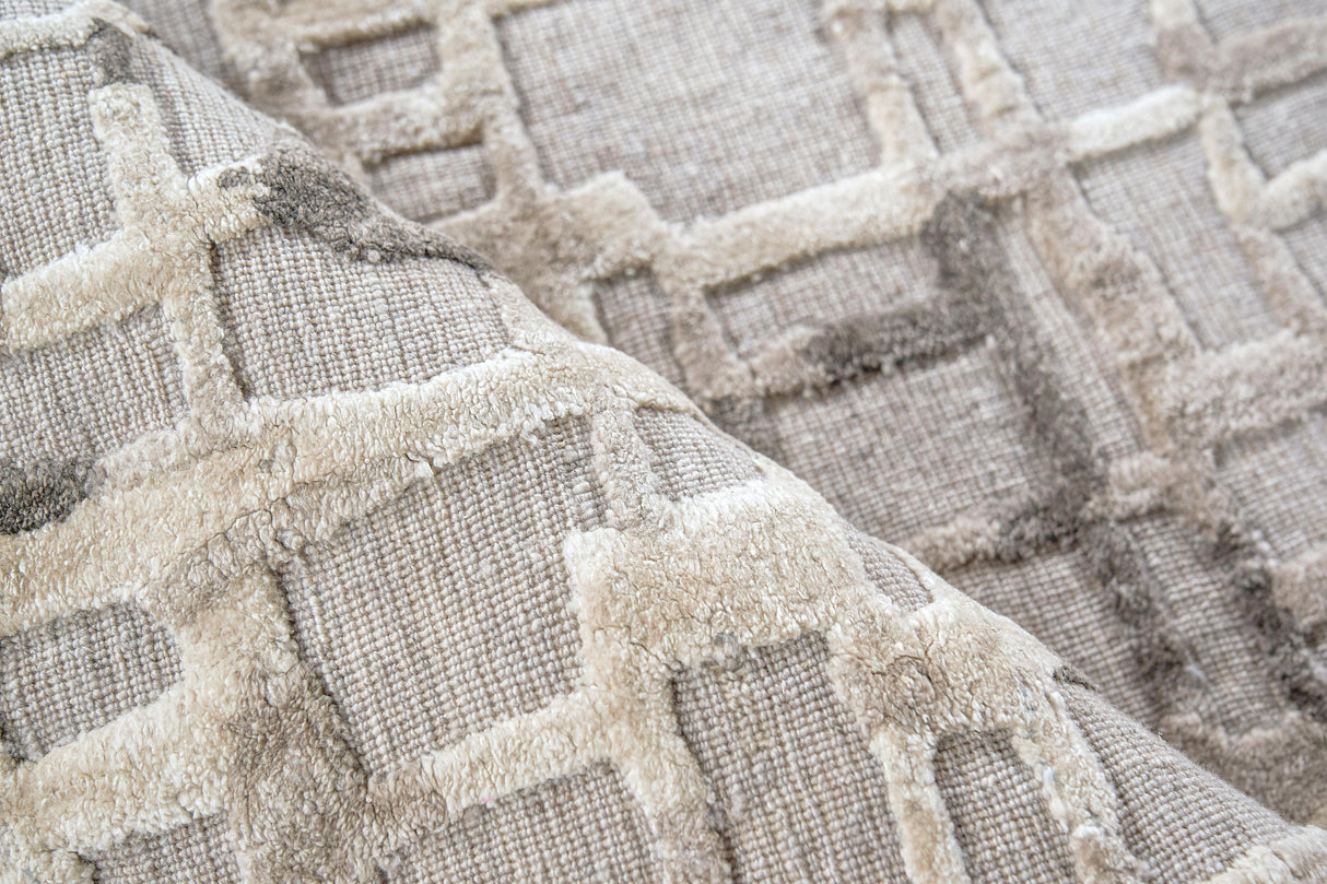 Exquisite Rugs Vista Hand-loomed Wool/Bamboo Silk 4339 Mocha Beige 12' x 15' Area Rug