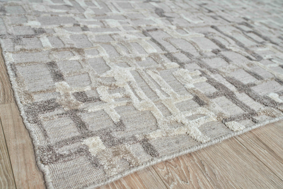 Exquisite Rugs Vista Hand-loomed Wool/Bamboo Silk 4339 Mocha Beige 14' x 18' Area Rug