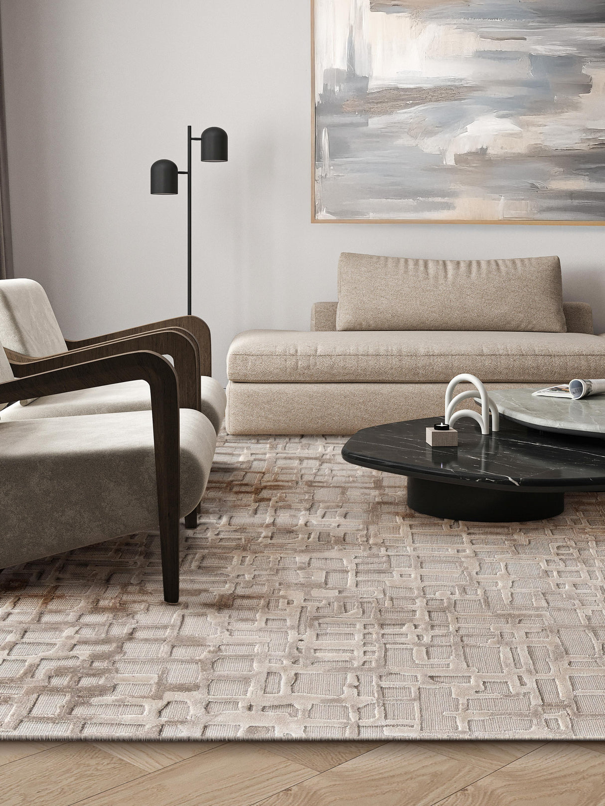Exquisite Rugs Vista Hand-loomed Wool/Bamboo Silk 4341 Beige 18' x 14' Area Rug
