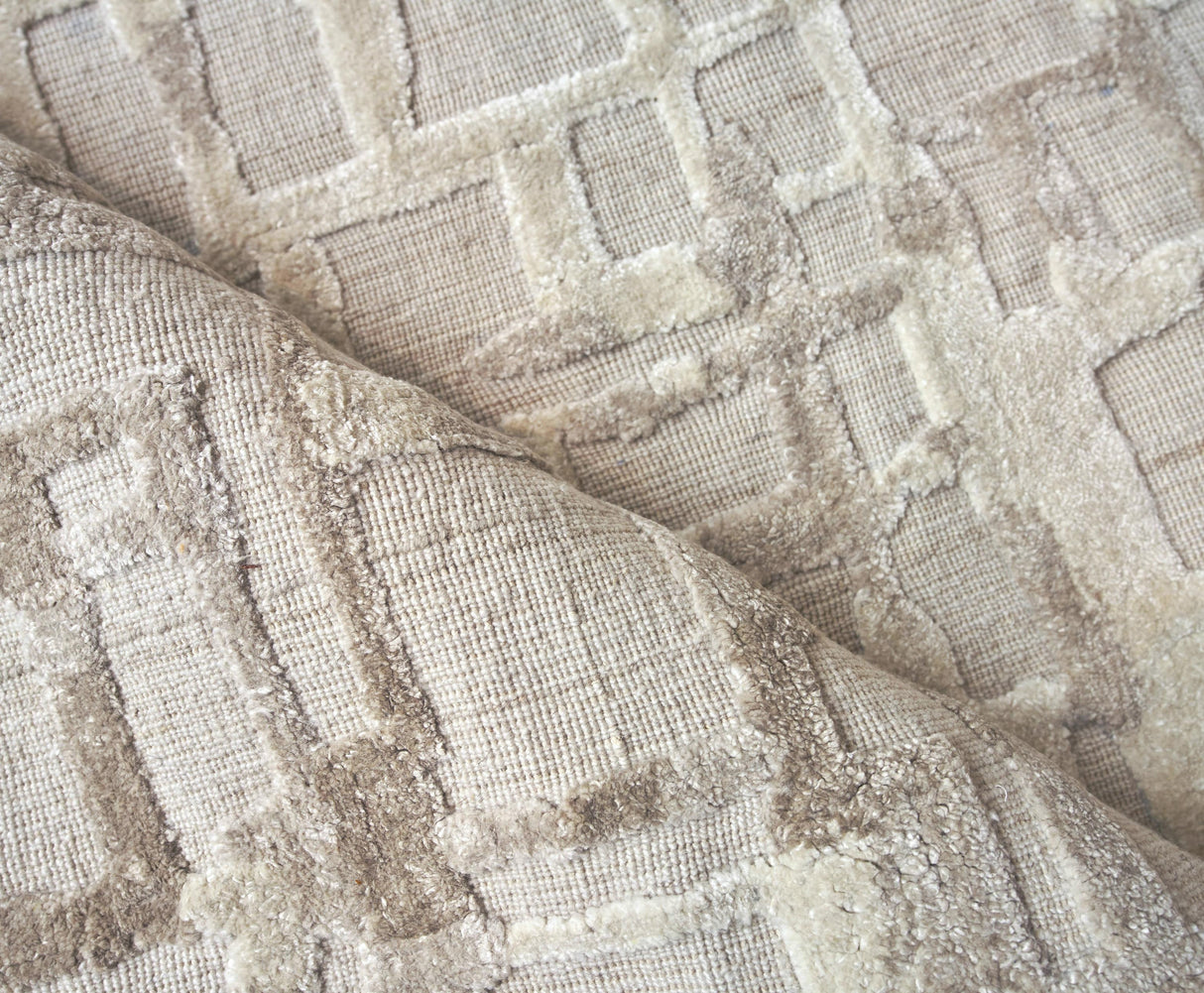 Exquisite Rugs Vista Hand-loomed Wool/Bamboo Silk 4341 Beige 10' x 8' Area Rug