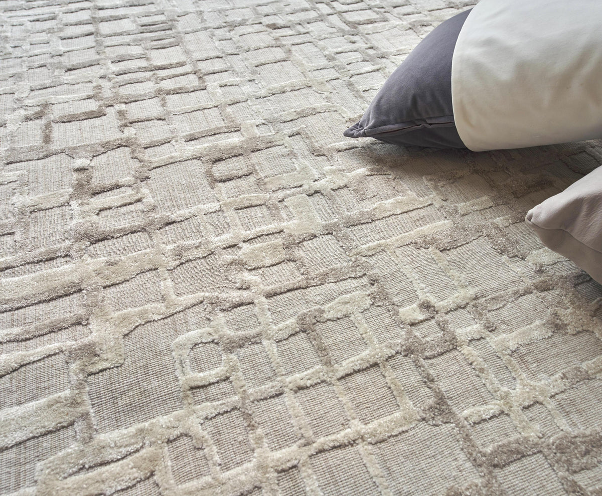 Exquisite Rugs Vista Hand-loomed Wool/Bamboo Silk 4341 Beige 10' x 8' Area Rug