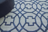 Exquisite Rugs Windsor Hand-loomed Wool/Bamboo Silk 2450 Dark Blue/Gray 12' x 15' Area Rug
