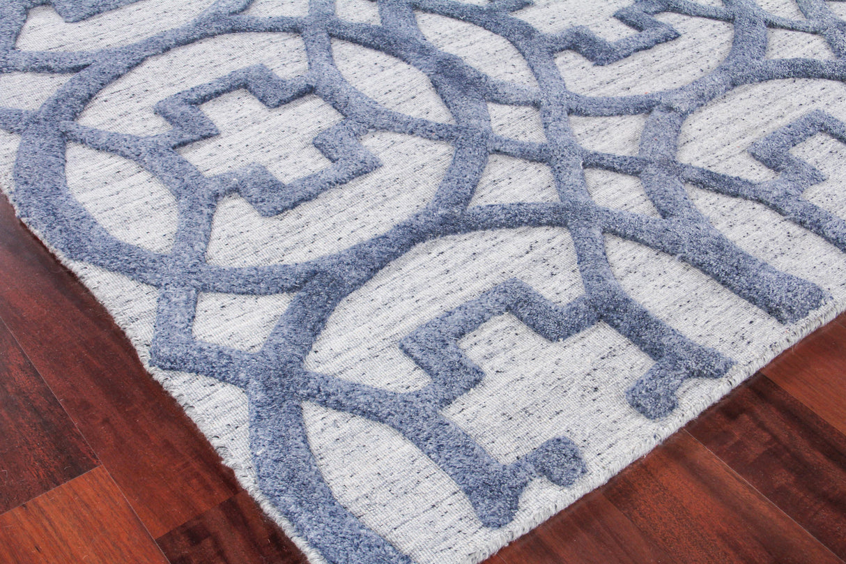 Exquisite Rugs Windsor Hand-loomed Wool/Bamboo Silk 2450 Dark Blue/Gray 14' x 18' Area Rug