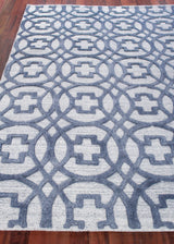Exquisite Rugs Windsor Hand-loomed Wool/Bamboo Silk 2450 Dark Blue/Gray 8' x 10' Area Rug