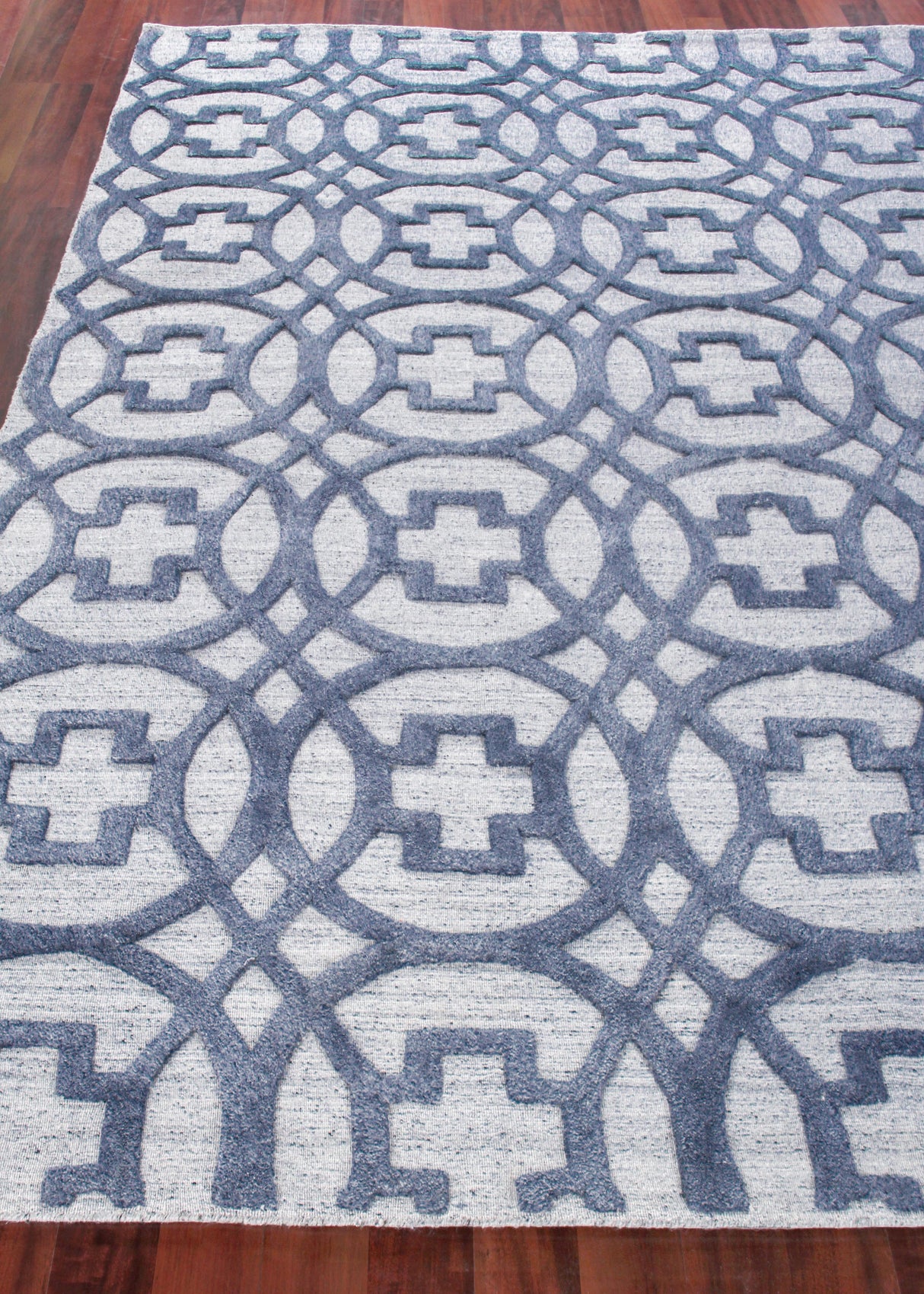 Exquisite Rugs Windsor Hand-loomed Wool/Bamboo Silk 2450 Dark Blue/Gray 9' x 12' Area Rug